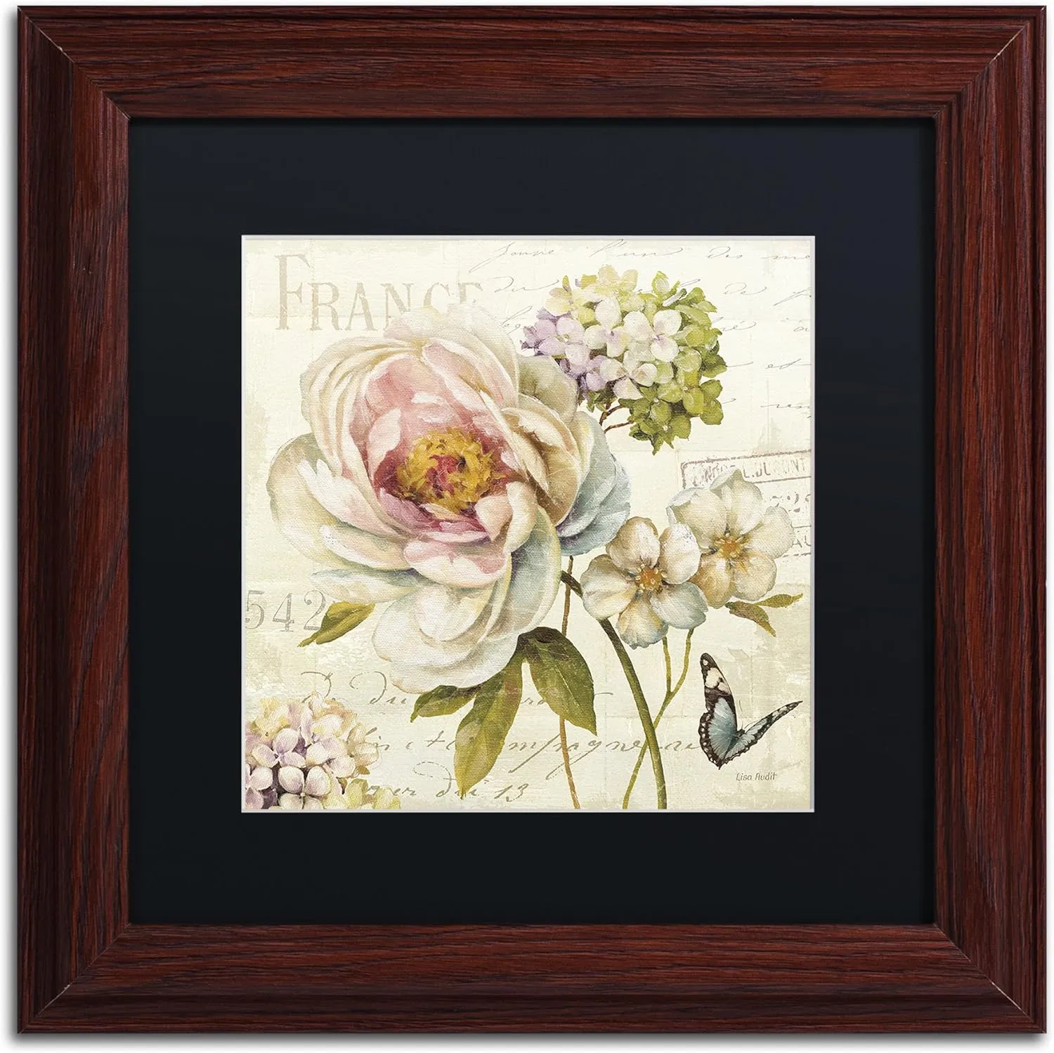 Trademark Fine Art Marche de Fleurs III Wall Decor by Lisa Audit, 11" x 11", Wood Frame, Black Matte