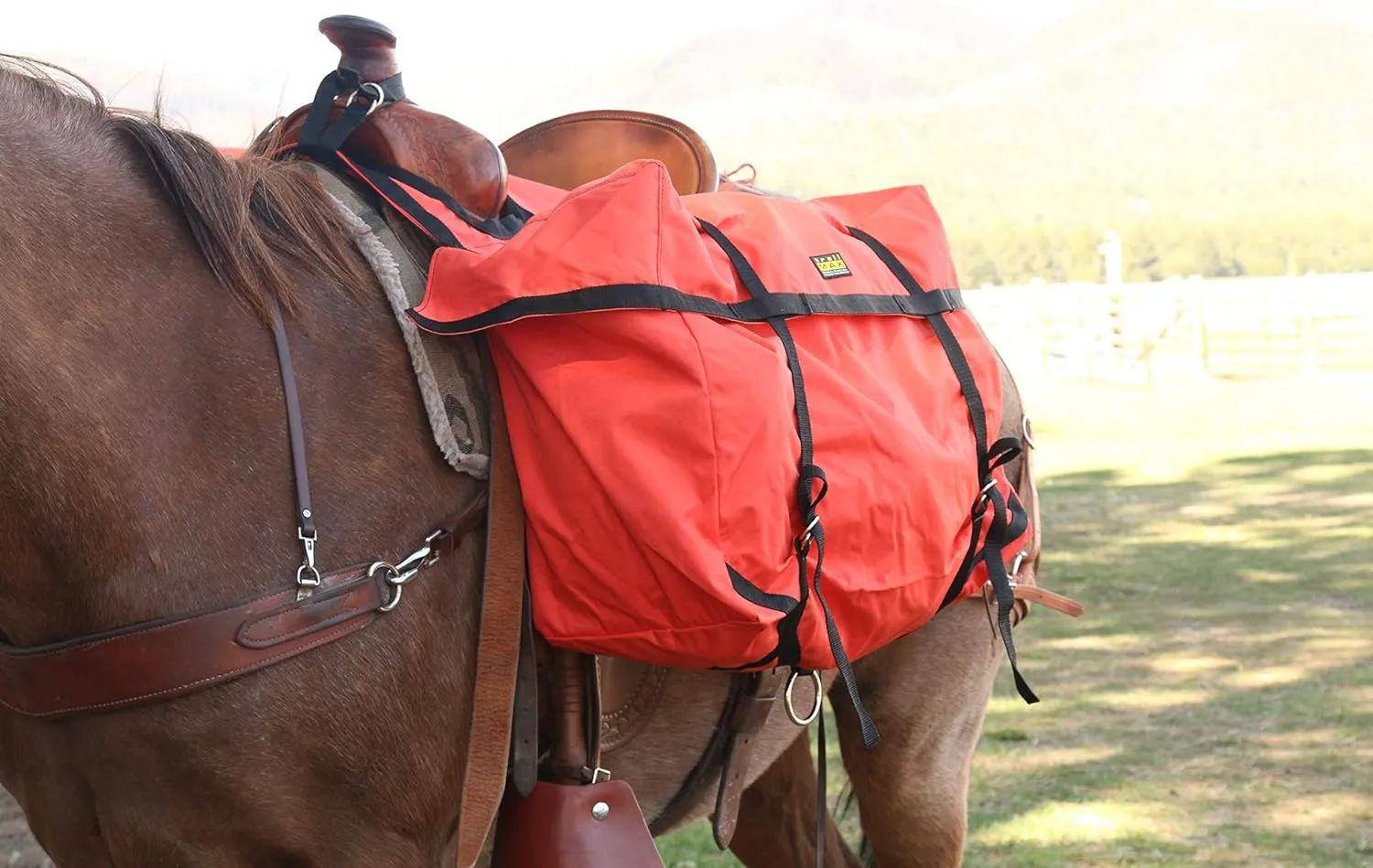 TrailMax "Over-The-Saddle Pack Pannier Bags; Pannier Bags Fit Most Western Riding Saddles; Ideal for Hunting Camp & Packing Gear; Horse Saddle Pannier Bags; Durable; Orange