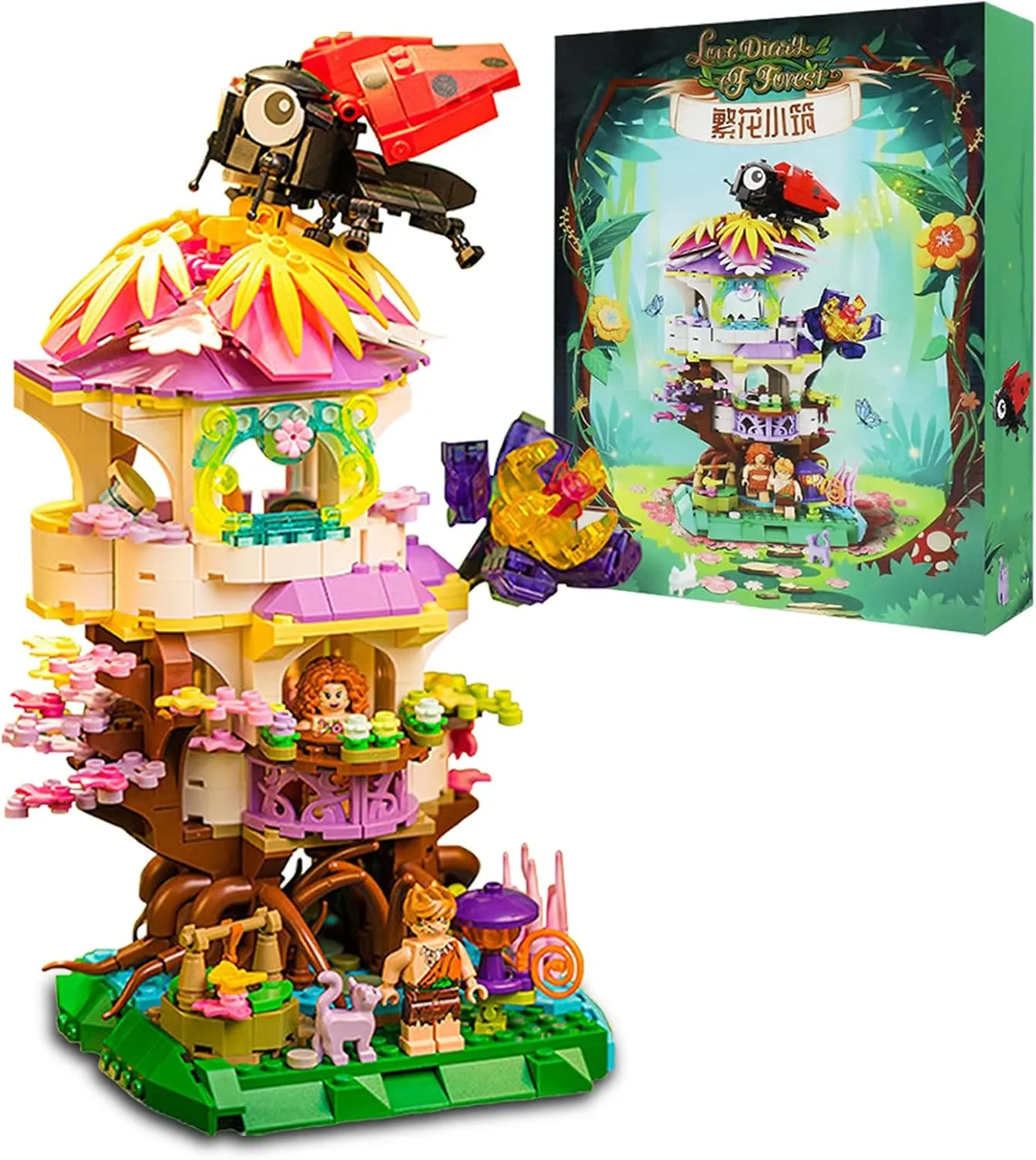 Tree House Building Toy,737PCS Creative Forest House Construction Toys Set,STEM Cherry Blossom Tree Houses with Flowers & Animals,Christmas Birthday Gifts for Age 6 7 8-14 and Up Girls Boys Kids