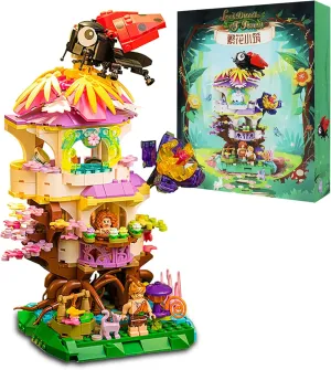 Tree House Building Toy,737PCS Creative Forest House Construction Toys Set,STEM Cherry Blossom Tree Houses with Flowers & Animals,Christmas Birthday Gifts for Age 6 7 8-14 and Up Girls Boys Kids