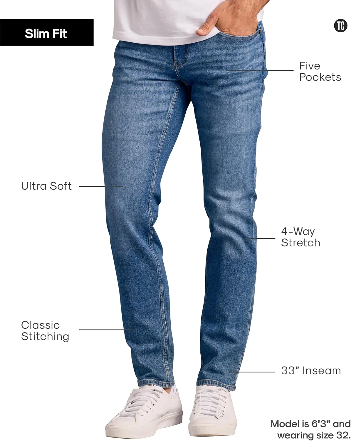 True Classic Authentic Work Jeans for Men, Work Pants, Durable Cotton Denim