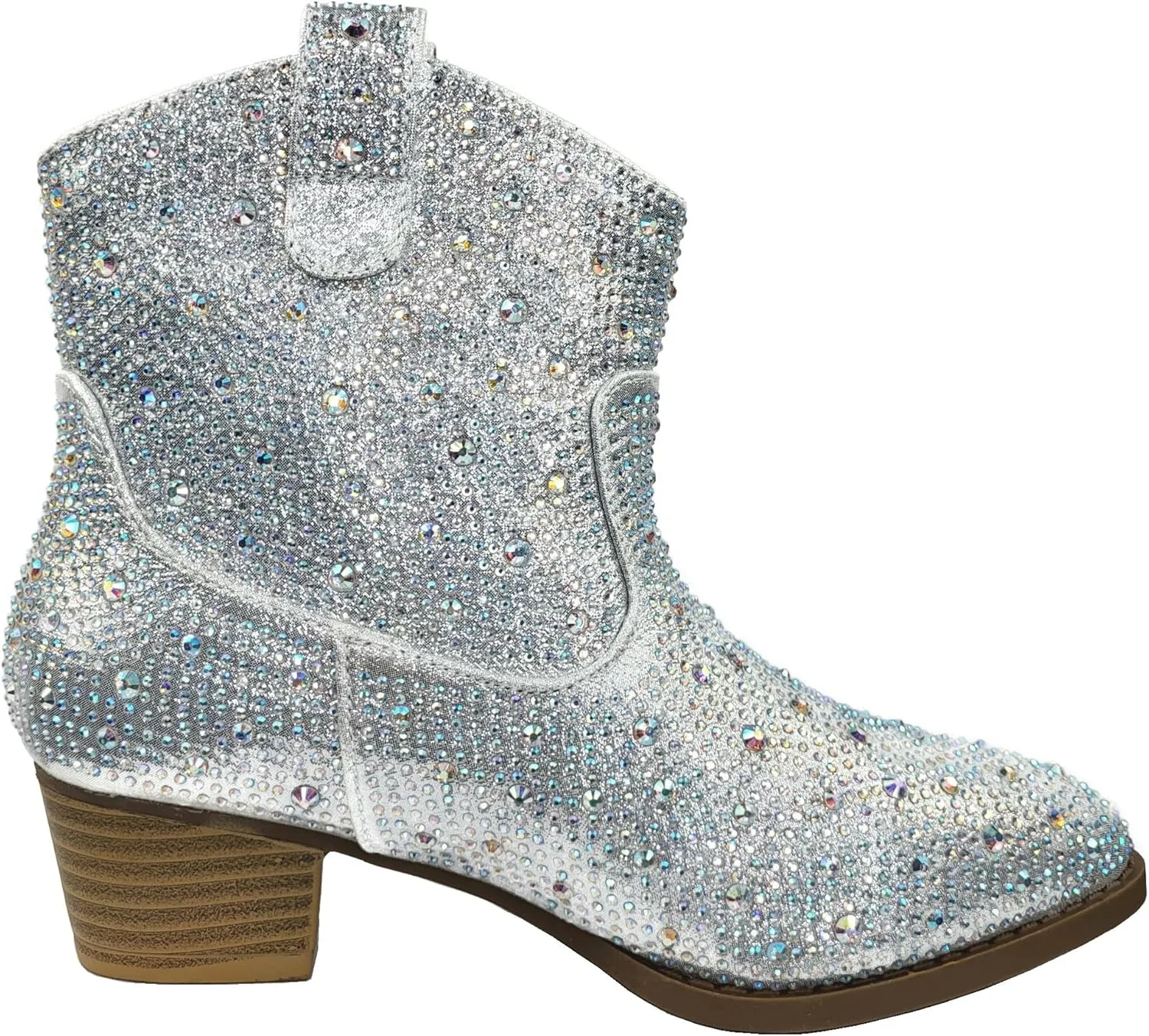 TruFox Girls Cowgirl Cowboy Rhinestone Boots Ankle Low Heel Dress Kids Booties