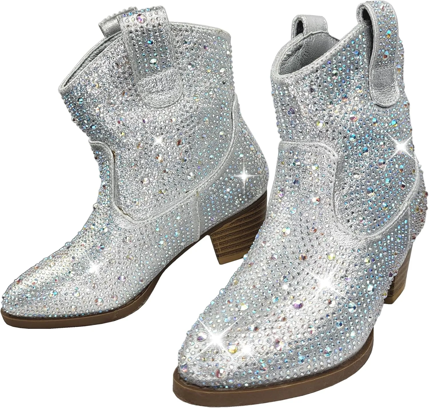 TruFox Girls Cowgirl Cowboy Rhinestone Boots Ankle Low Heel Dress Kids Booties