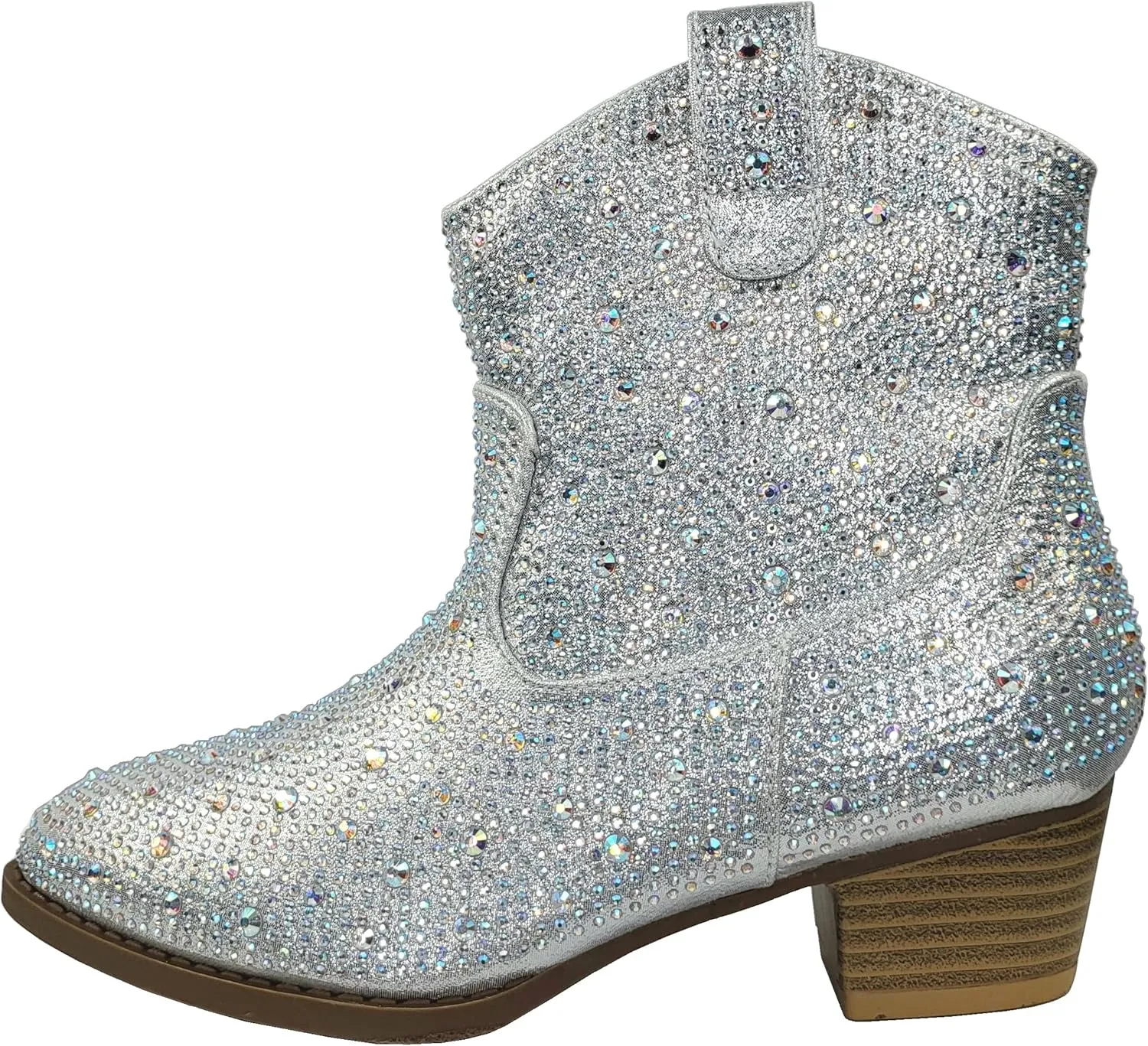 TruFox Girls Cowgirl Cowboy Rhinestone Boots Ankle Low Heel Dress Kids Booties