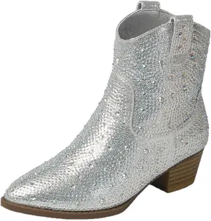 TruFox Girls Cowgirl Cowboy Rhinestone Boots Ankle Low Heel Dress Kids Booties
