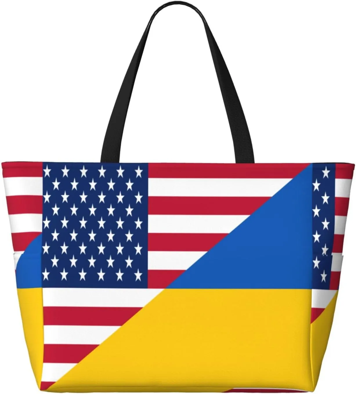 Ukraine American Friendship Tote Bag With 8 Storage Pockets Top Zip Shoulder Bag Handbag For Travel Work Women