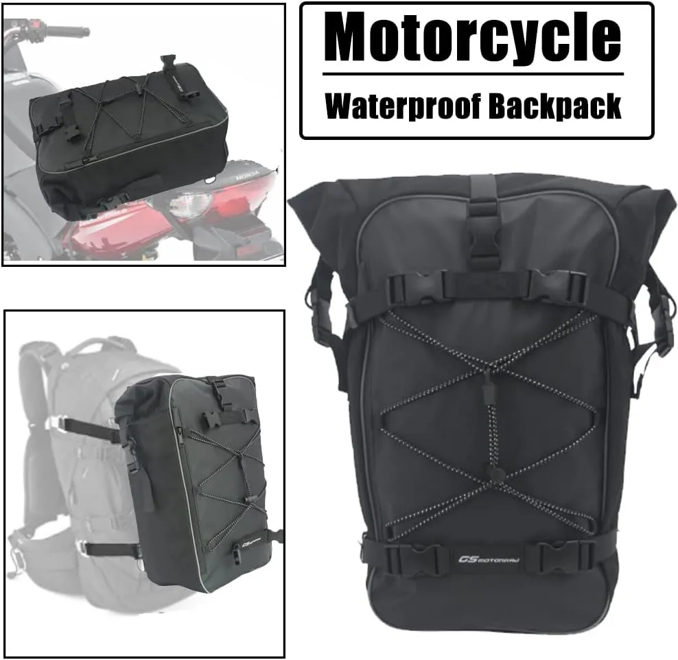 Universal Saddlebag Crash Bar Waterproof Rear Seat Pannier Bags Backpack For BMW F900XR/R R1250GS R1200GS Honda Yamaha Suzuki Riding Luggage Pack Motocross (30L)
