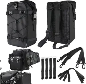 Universal Saddlebag Crash Bar Waterproof Rear Seat Pannier Bags Backpack For BMW F900XR/R R1250GS R1200GS Honda Yamaha Suzuki Riding Luggage Pack Motocross (30L)