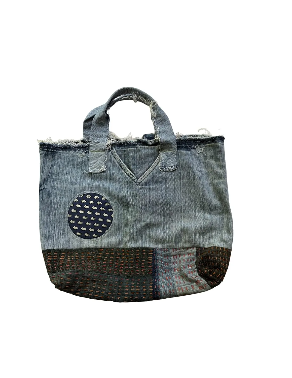 Upcycled Denim Jeans Distressed Frayed Handbag Hobo Bag Rag Bag