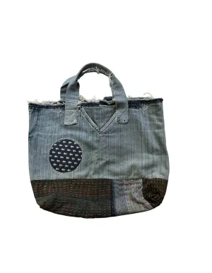 Upcycled Denim Jeans Distressed Frayed Handbag Hobo Bag Rag Bag