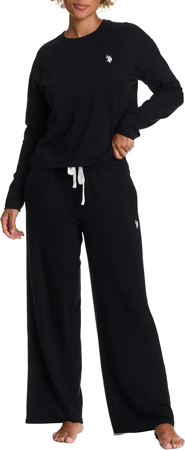 U.S. Polo Assn. Lounge Sets for Women, Tracksuit Sets for Women 2 Piece with Top and Wide Leg Sweatpants