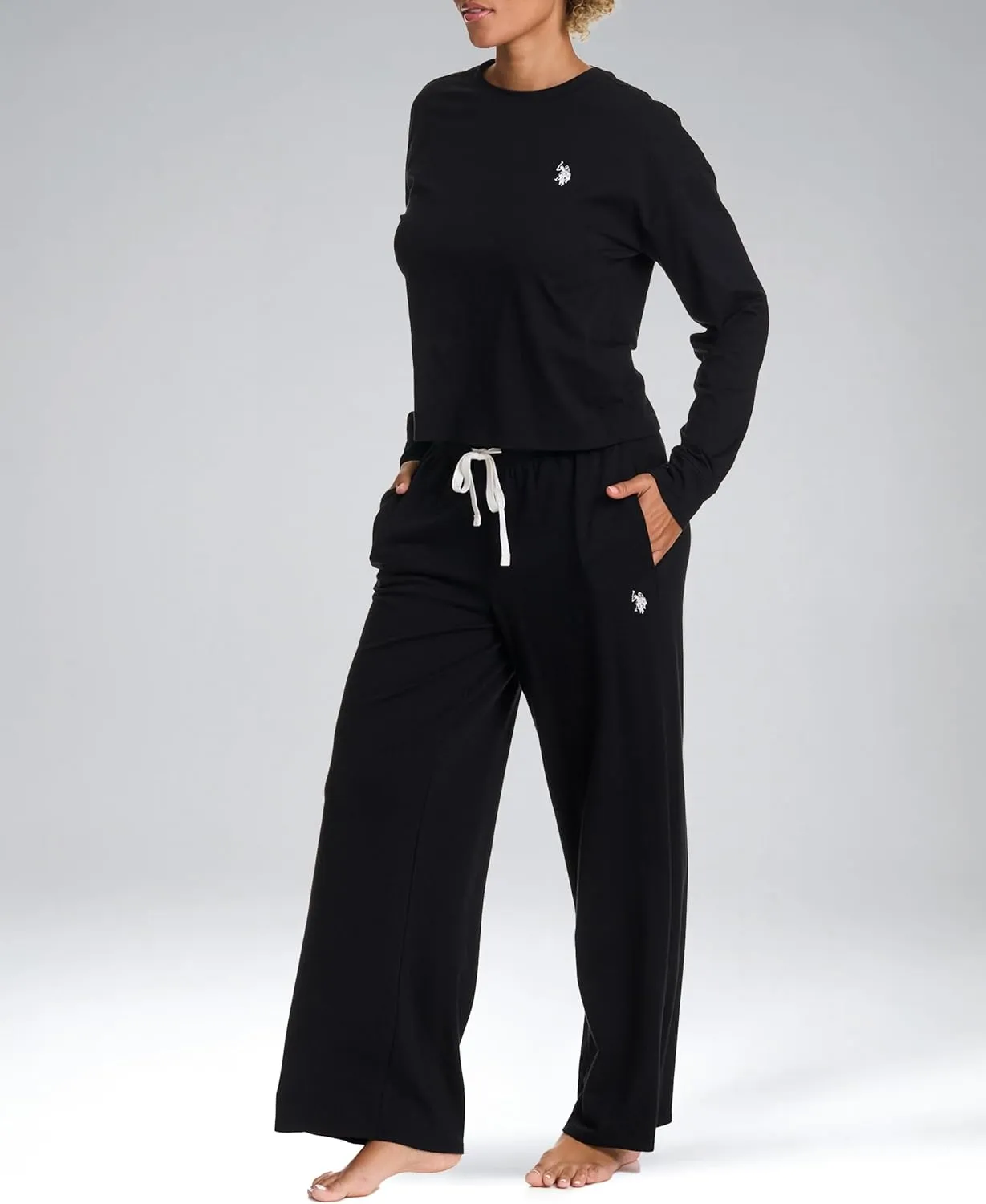 U.S. Polo Assn. Lounge Sets for Women, Tracksuit Sets for Women 2 Piece with Top and Wide Leg Sweatpants