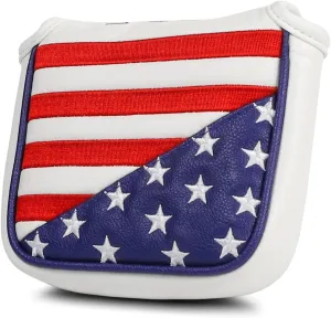 USA Flag Magnetic Closure Golf Mallet Putter Head Cover for Taylormade Odyssey Scotty Cameron Ping, Durable and Light-weighted Mallet Putter Headcover