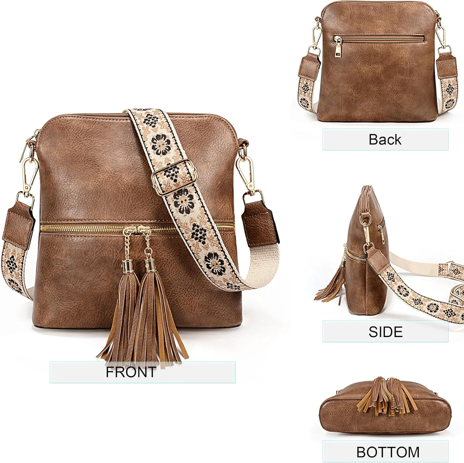 UTO Crossbody Bags for Women Trendy Leather Designer Cell Phone Multi Pocket Cross Body Purses Shoulder Handbag Ladies