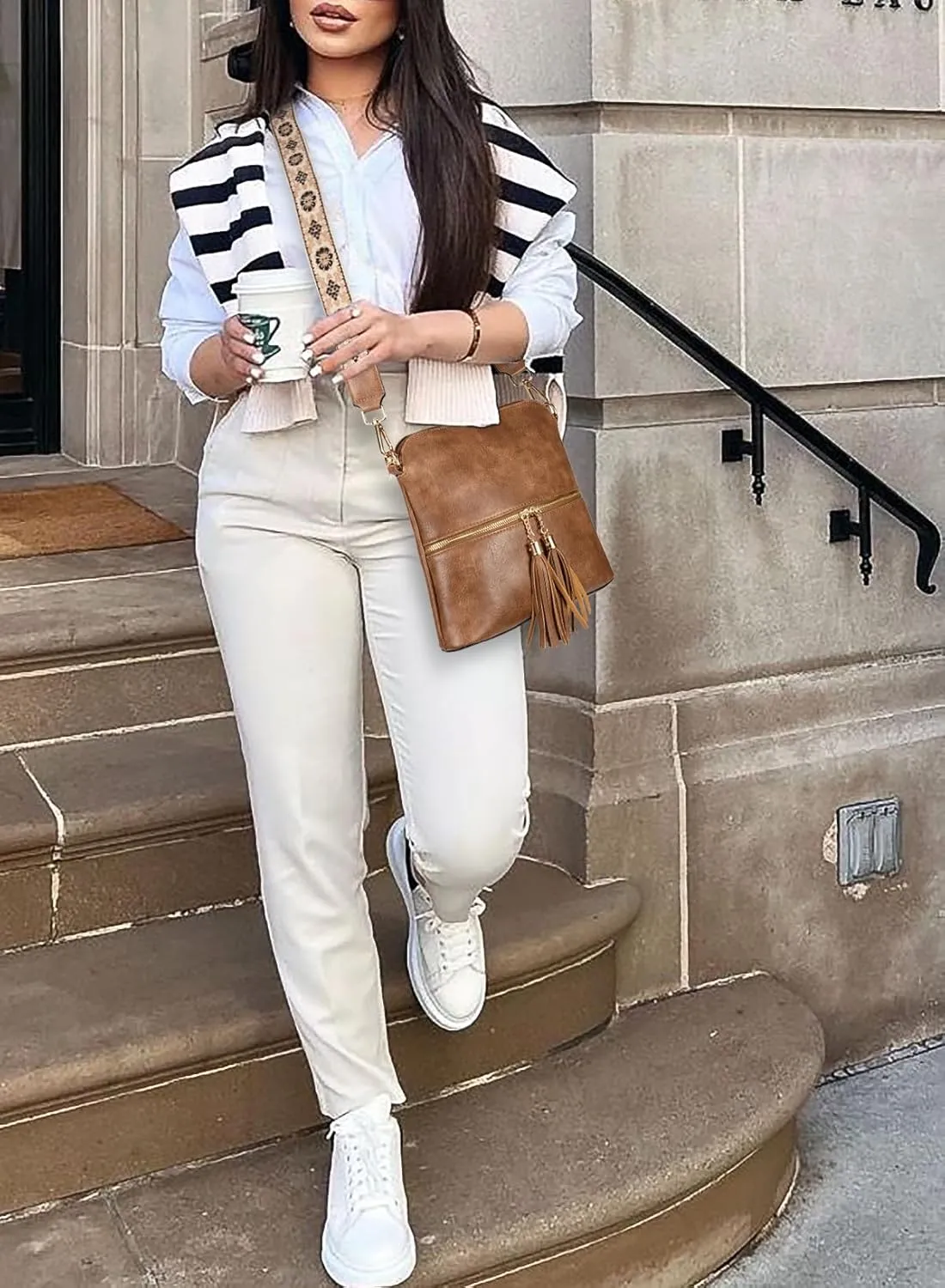 UTO Crossbody Bags for Women Trendy Leather Designer Cell Phone Multi Pocket Cross Body Purses Shoulder Handbag Ladies