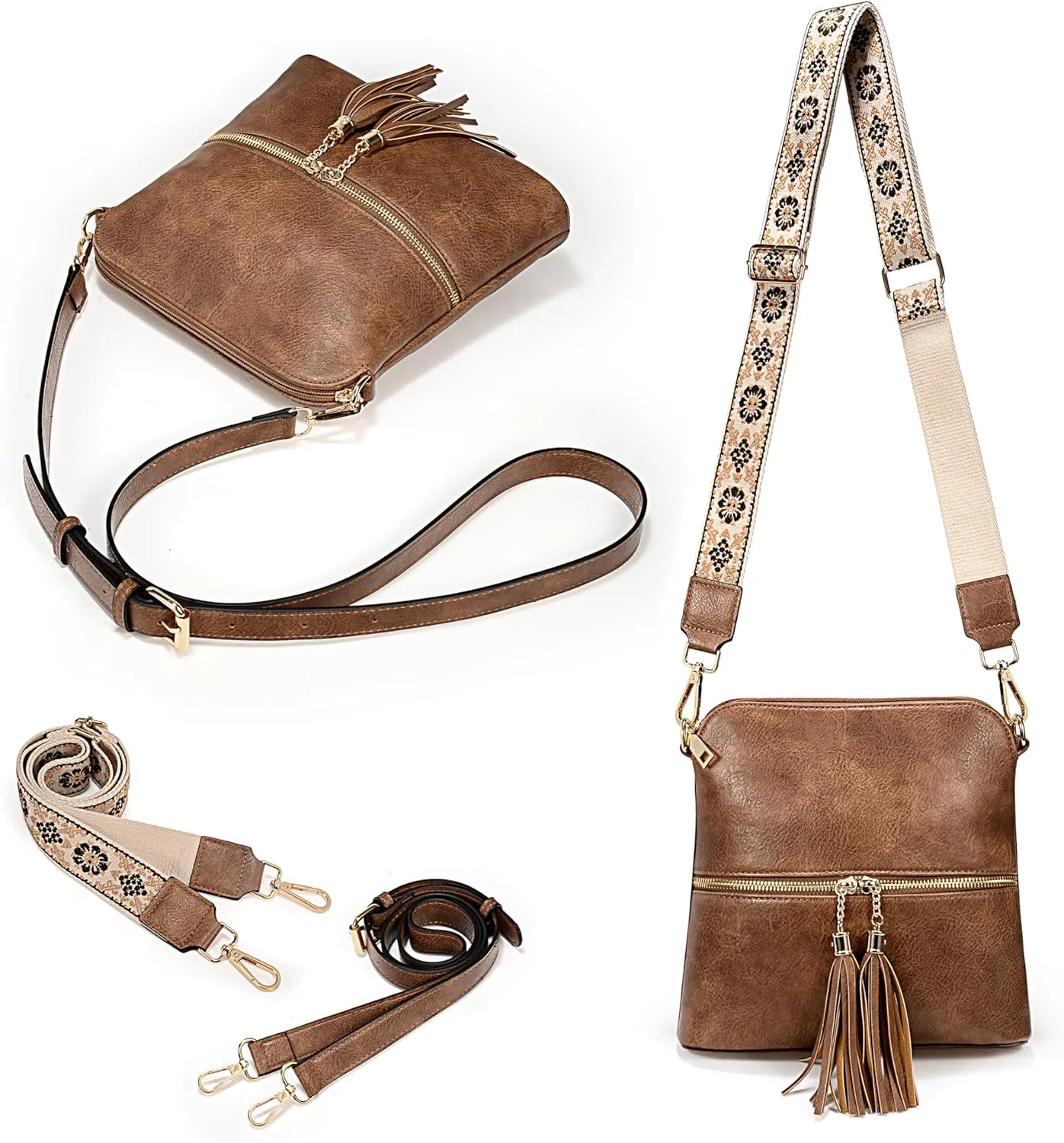UTO Crossbody Bags for Women Trendy Leather Designer Cell Phone Multi Pocket Cross Body Purses Shoulder Handbag Ladies