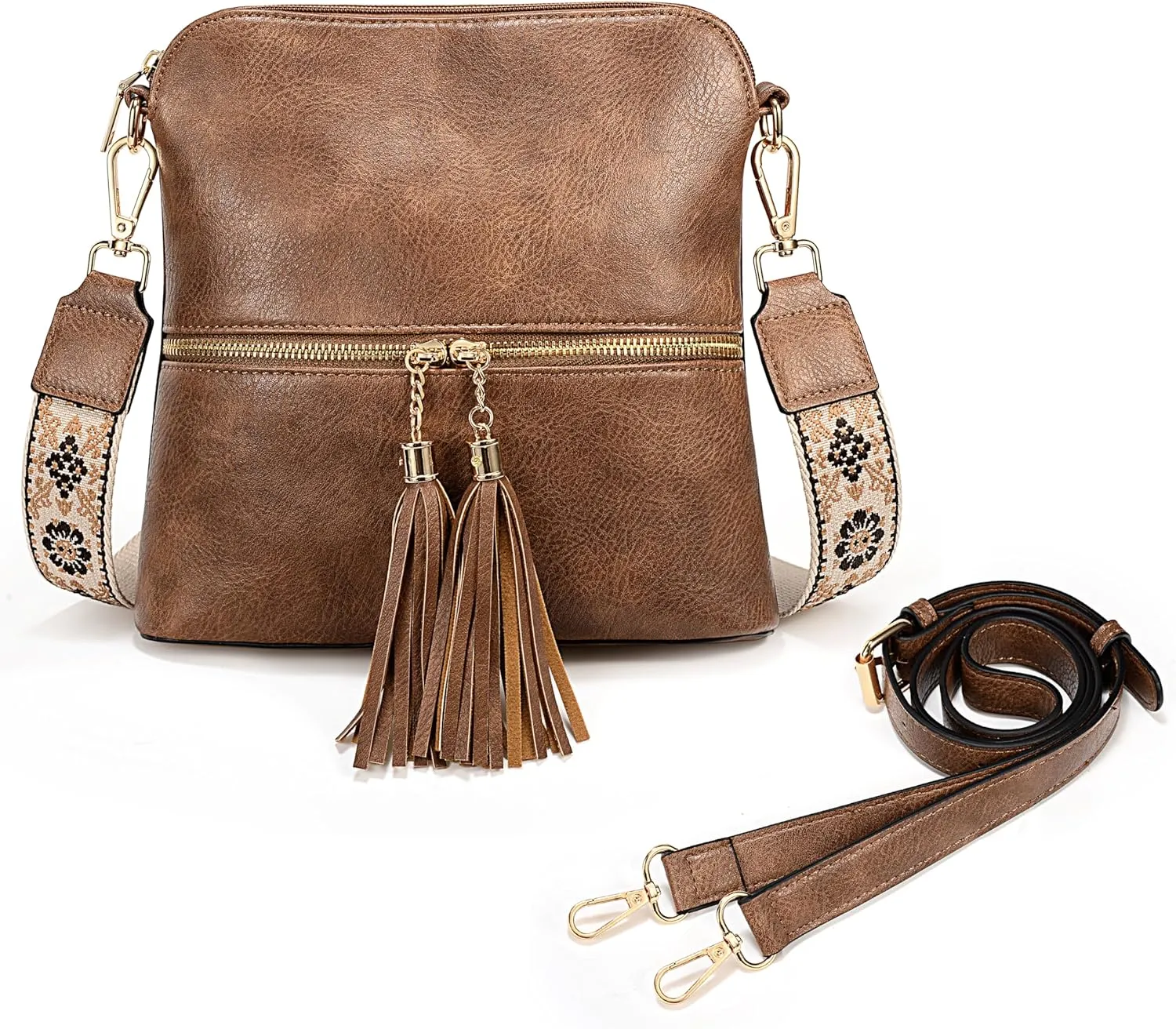 UTO Crossbody Bags for Women Trendy Leather Designer Cell Phone Multi Pocket Cross Body Purses Shoulder Handbag Ladies