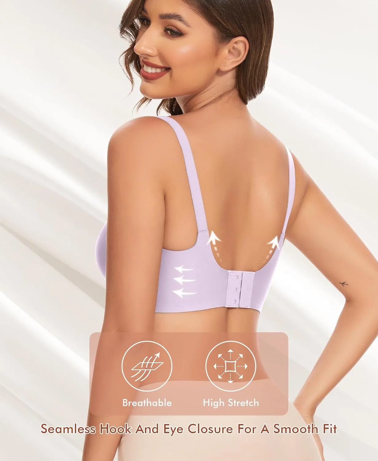 V Neck Bras for Women No Underwire Comfort Wireless Seamless Bra Comfortable Tshirt Bralettes with Support