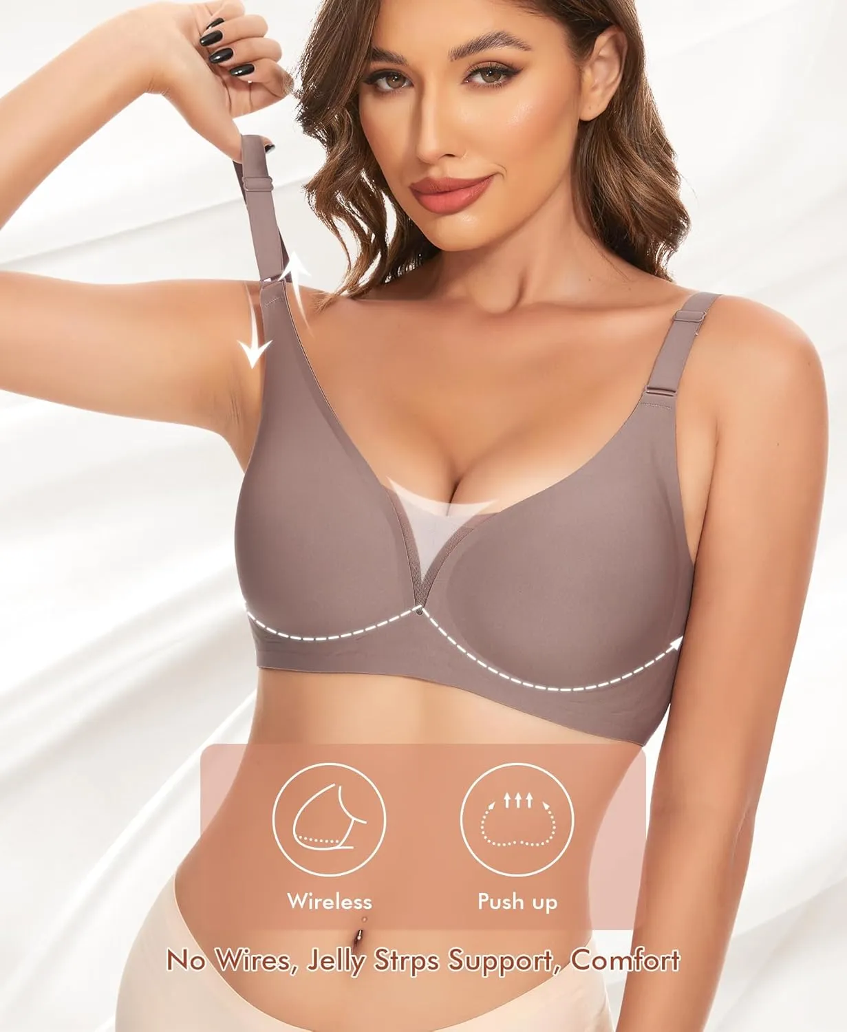 V Neck Bras for Women No Underwire Comfort Wireless Seamless Bra Comfortable Tshirt Bralettes with Support