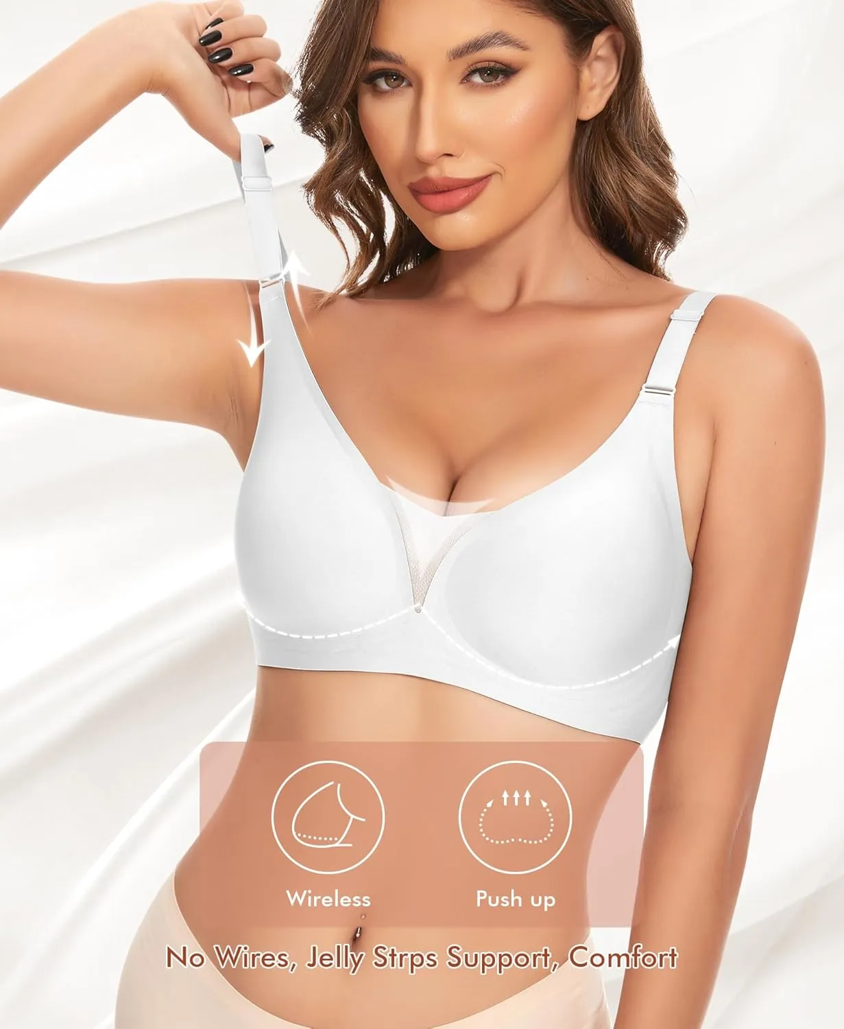 V Neck Bras for Women No Underwire Comfort Wireless Seamless Bra Comfortable Tshirt Bralettes with Support