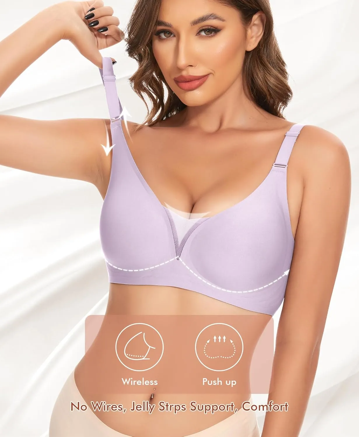 V Neck Bras for Women No Underwire Comfort Wireless Seamless Bra Comfortable Tshirt Bralettes with Support
