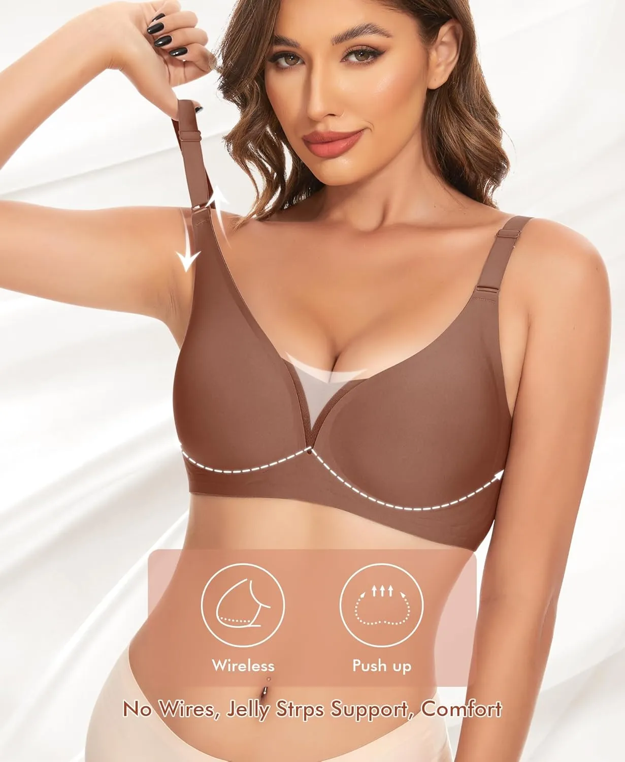 V Neck Bras for Women No Underwire Comfort Wireless Seamless Bra Comfortable Tshirt Bralettes with Support