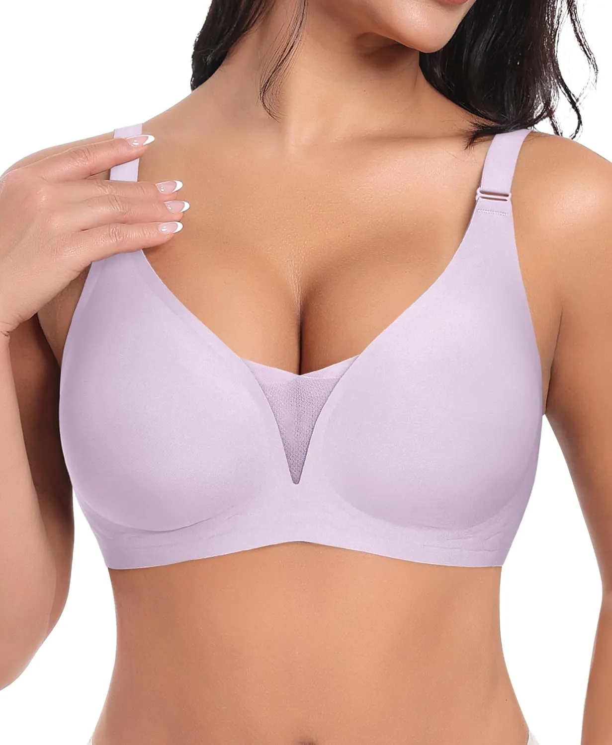 V Neck Bras for Women No Underwire Comfort Wireless Seamless Bra Comfortable Tshirt Bralettes with Support