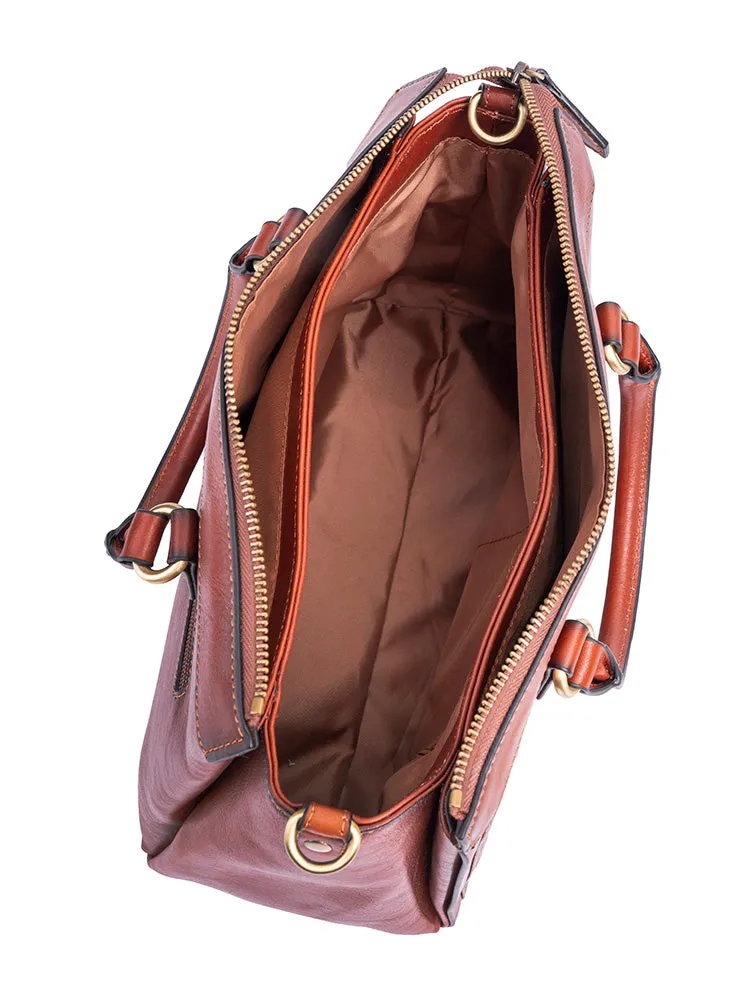 Vega Leather Shopper Bag - Brown