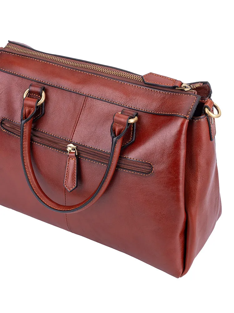 Vega Leather Shopper Bag - Brown