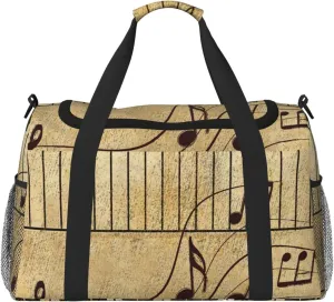 Vintage Music Note Retro Musical Travel Duffel Bag Tote Bag Sports Gym Bag For Women And Men