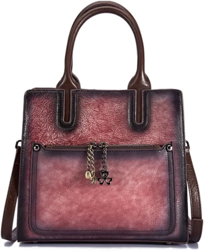 Vintage Women's Bag Embossed Handmade Rubbed Colour Splicing Fashion Crossbody Handbag