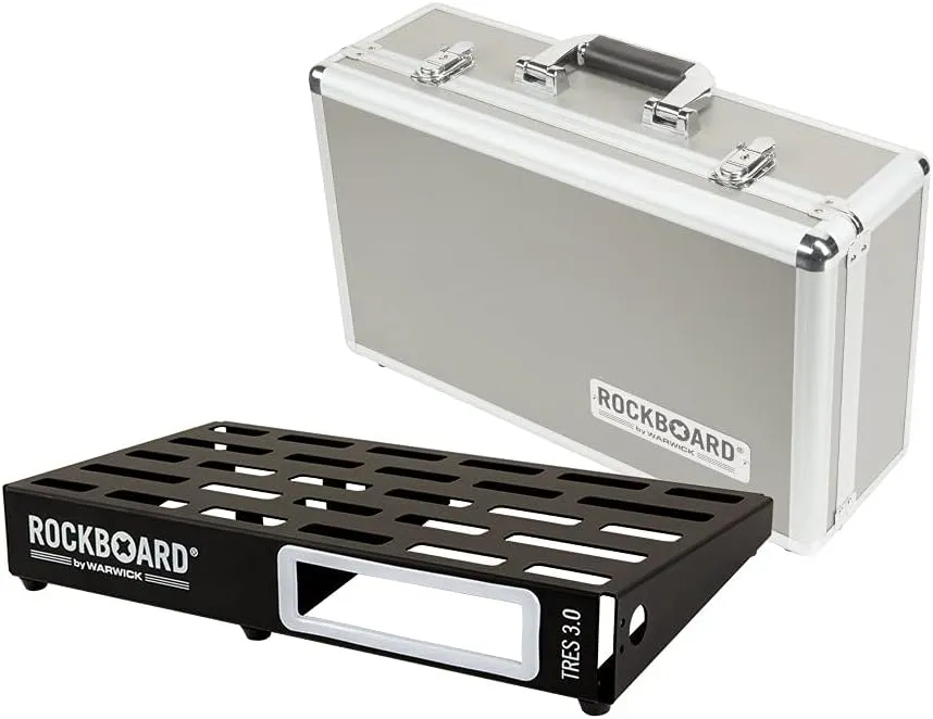 Warwick RockBoard TRES 3.0 Pedalboard, 9.25" x 16.75", Fits 5-10 Effects Pedals, ATA Flight Case Included