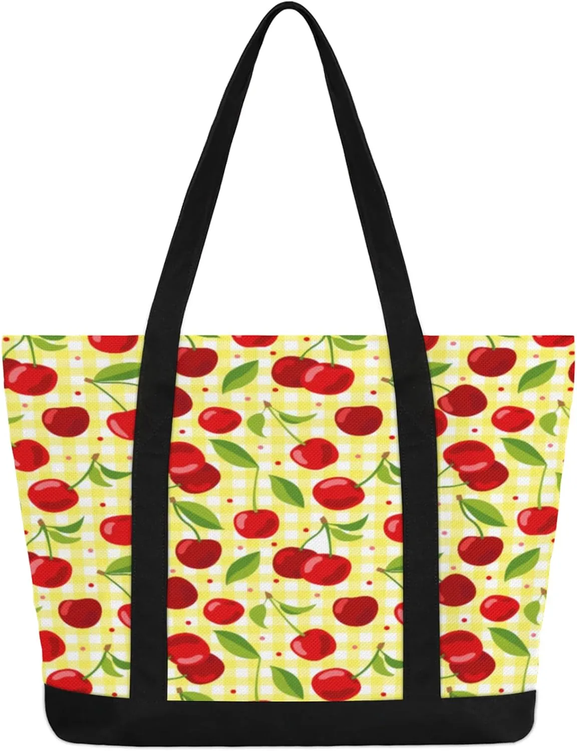 Watercolor Blue Wildflower Canvas Tote Bag Casual Shoulder Handbag Large Shopping Bags With 5 Pocket