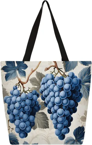Watercolour Beautiful Grapes Large Capacity Canvas Tote Bag Stylish Handheld Shoulder Bag Reusable Shopping Bag for Work Travel Beach Trips Shopping