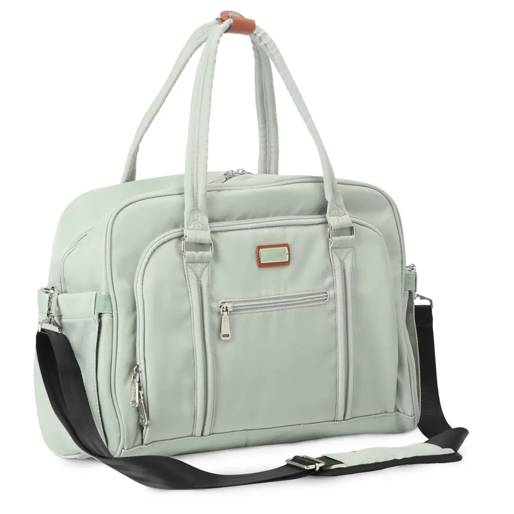 WelaVila Diaper Bag Messenger, Stylish Baby Bags with Changing Pad & Insulated Pockets for Mom & Dad, Unisex Multifunction Travel Diaper Tote – Sage Green
