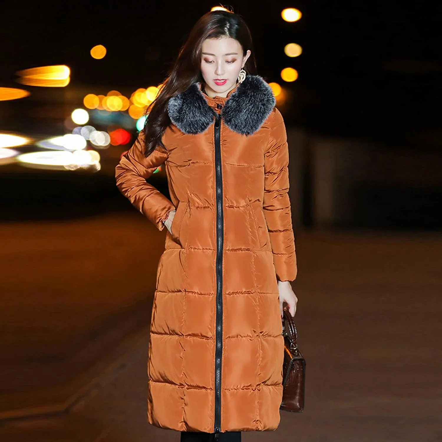 Winter Coat For Women Long Down Coats Thicken Puffer Jacket Warm Fur Hooded Quilted Coat Cotton Padded Jacket Outwear