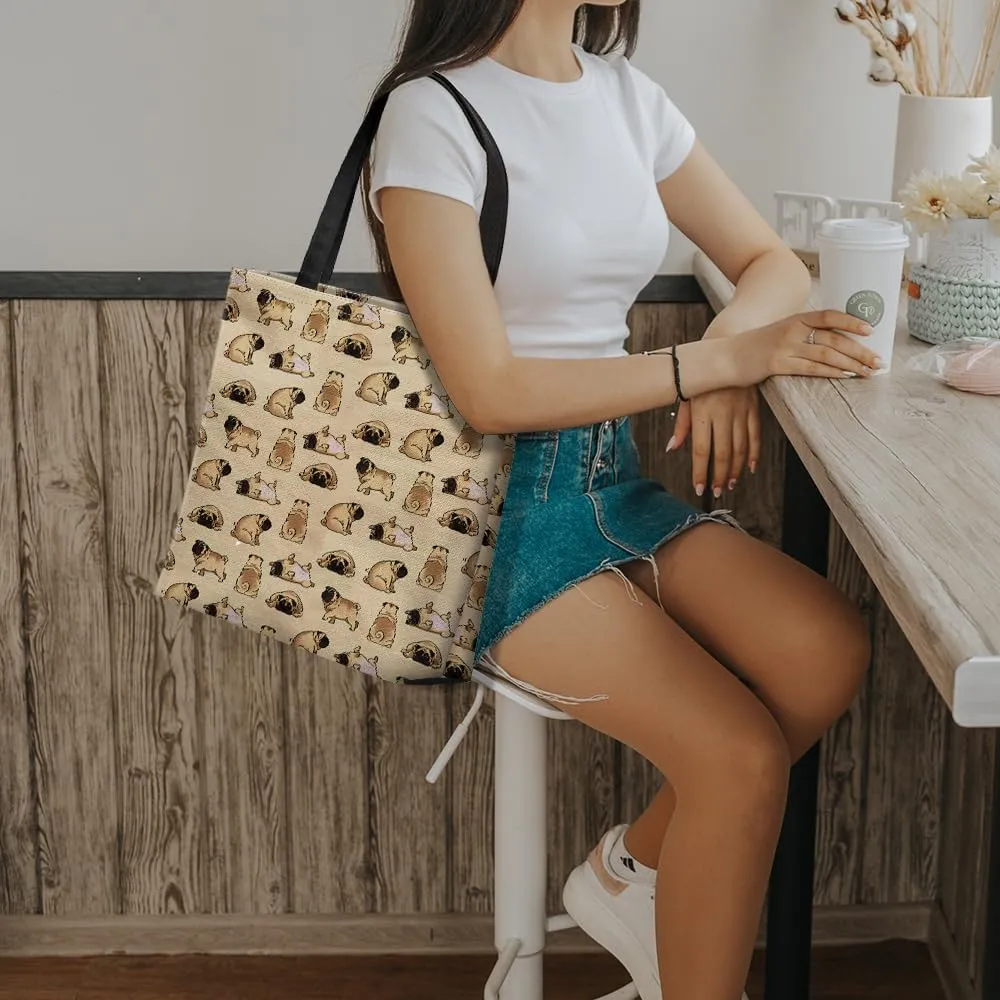 WIRESTER Big Tote Bag With Inner Pocket, Reusable Canvas Tote Bag for Women Girl, Beach Bag, Grocery Shopping Bag, Travel Bag