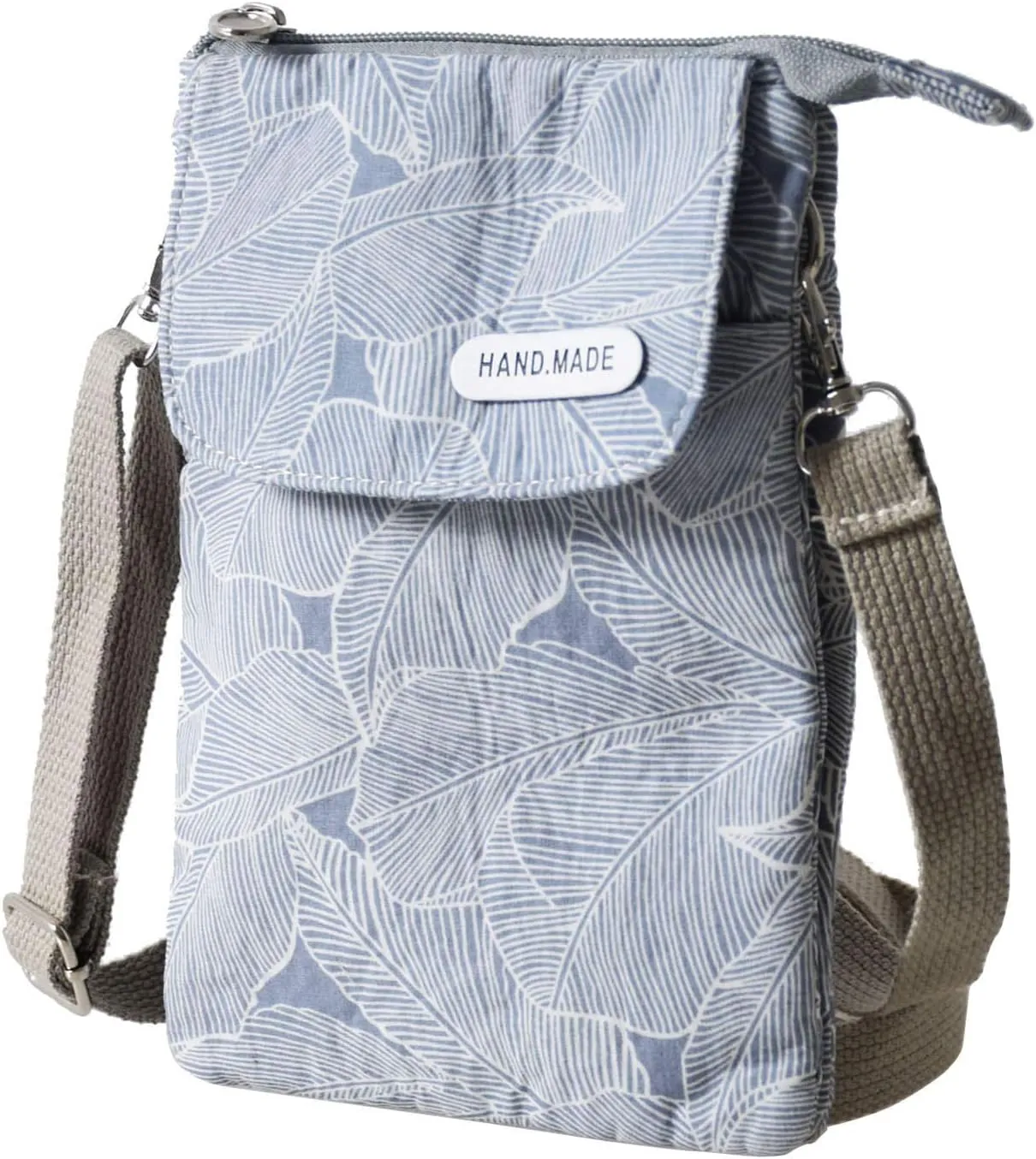 WITERY Leaf Pattern Canvas Cell Phone Purse Wallet Lightweight Small Crossbody Purse Bags for Women Girls