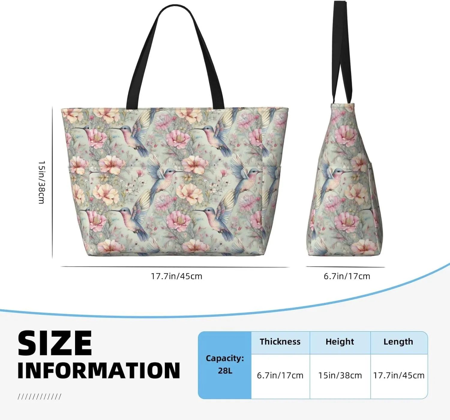 Women Large Beach Bag Travel Weekender Foldable Tote Bag for Pool Beach Vacation Gym