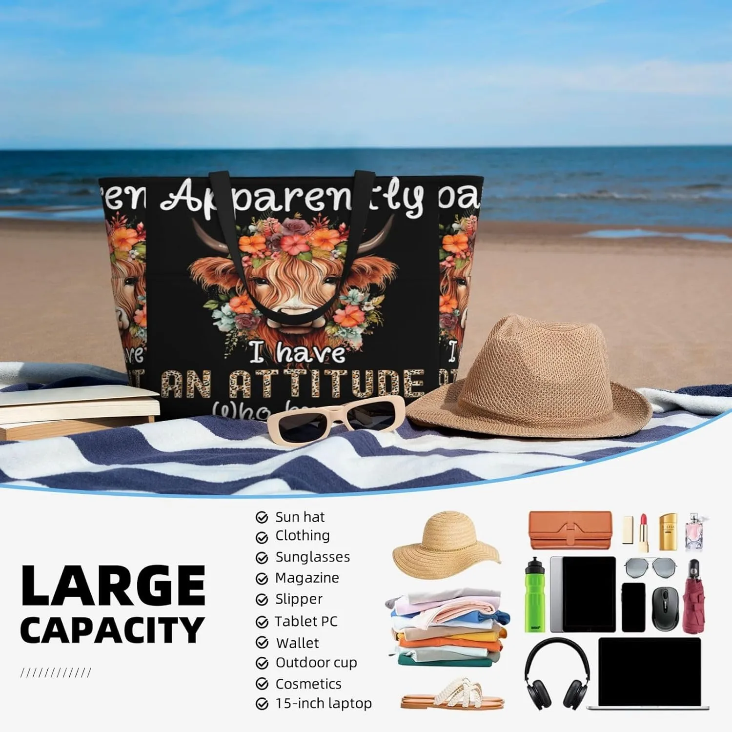 Women Large Beach Bag Travel Weekender Foldable Tote Bag for Pool Beach Vacation Gym