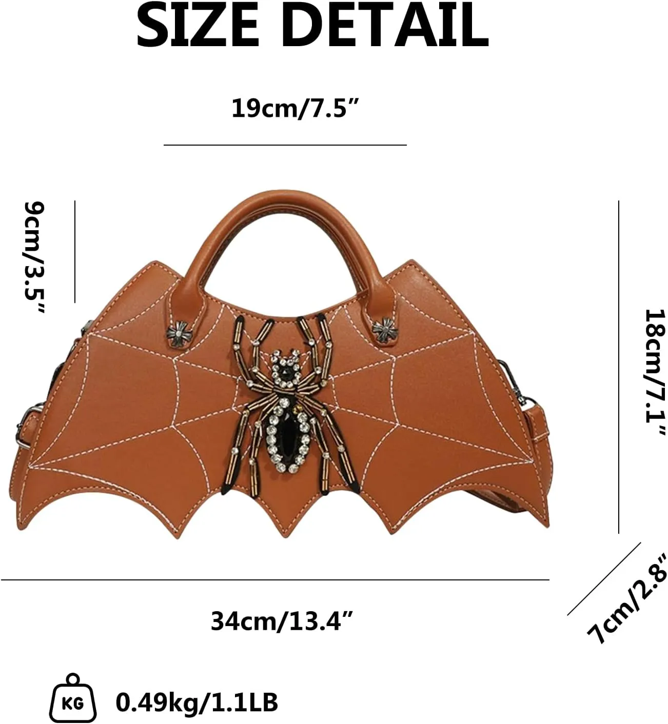 Women Spider Web Purse Novelty Bat Wing Shoulder Bag Unique Halloween Crossbody Bag PU Leather Horror Goth Hangbag