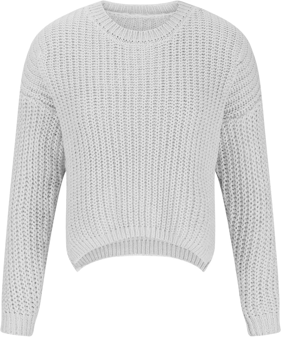 Women's Cropped Sweaters Crewneck Long Sleeve Split Hem Knitted Fall Sweater 2023 Lightweight Cute Knitwear Pullover