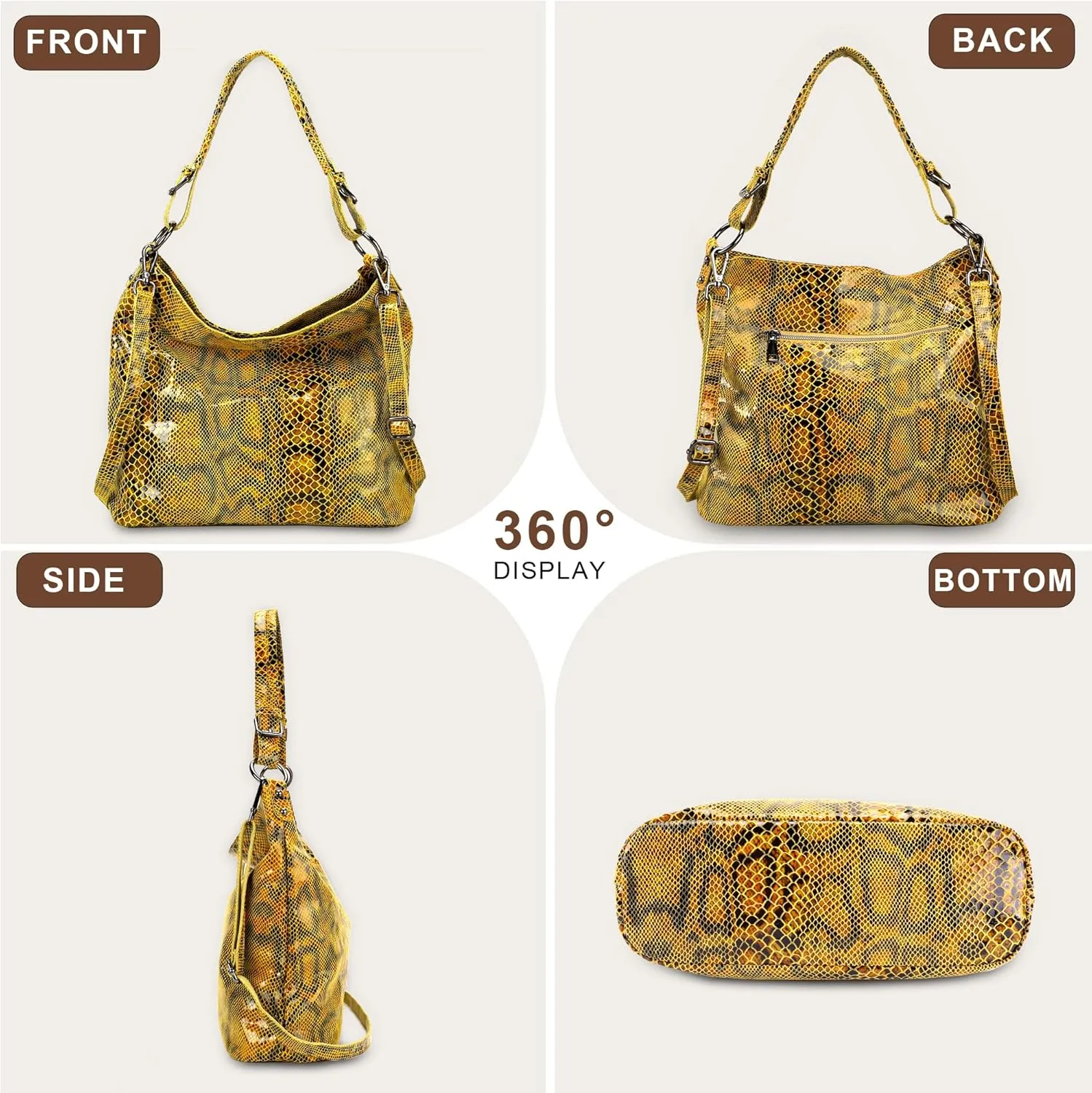 Women's Crossbody Bag with Adjustable Shoulder Strap in Snake Print Suitable for Casual and Formal Occasions