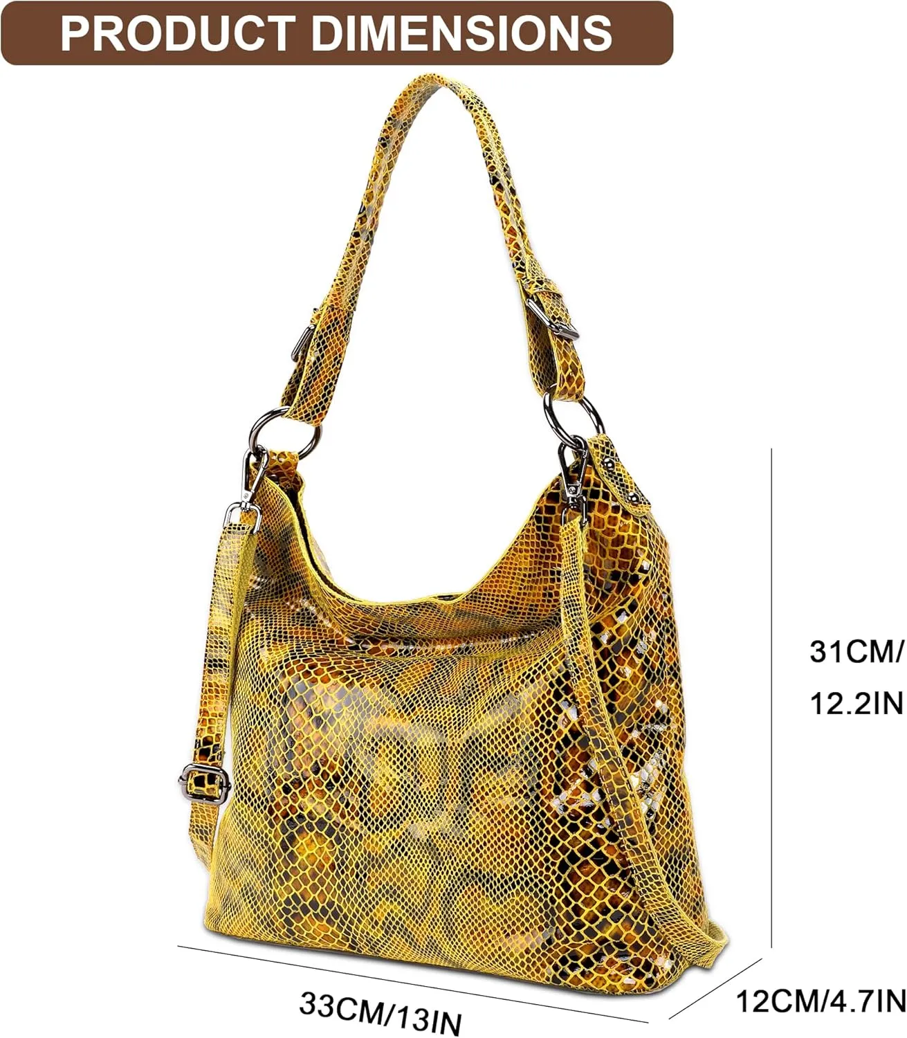 Women's Crossbody Bag with Adjustable Shoulder Strap in Snake Print Suitable for Casual and Formal Occasions