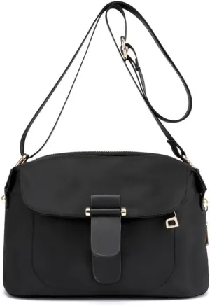 Women's Crossbody Handbags Nylon Crossbody Bags for Women Waterproof Shoulder Bag Travel Size Satchel Bags Hobo Handbag Black