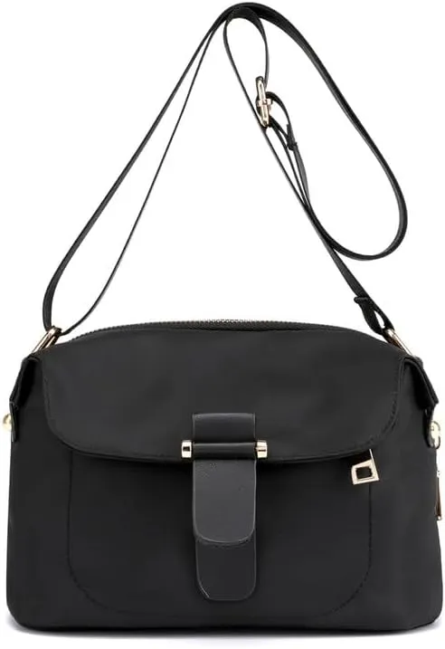 Women's Crossbody Handbags Nylon Crossbody Bags for Women Waterproof Shoulder Bag Travel Size Satchel Bags Hobo Handbag Black