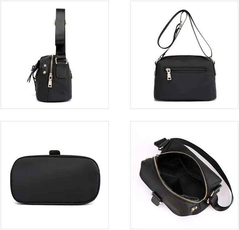 Women's Crossbody Handbags Nylon Crossbody Bags for Women Waterproof Shoulder Bag Travel Size Satchel Bags Hobo Handbag Black