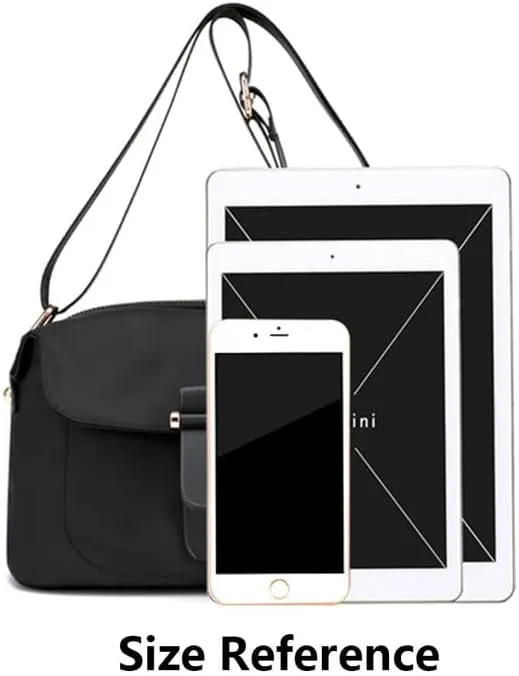 Women's Crossbody Handbags Nylon Crossbody Bags for Women Waterproof Shoulder Bag Travel Size Satchel Bags Hobo Handbag Black