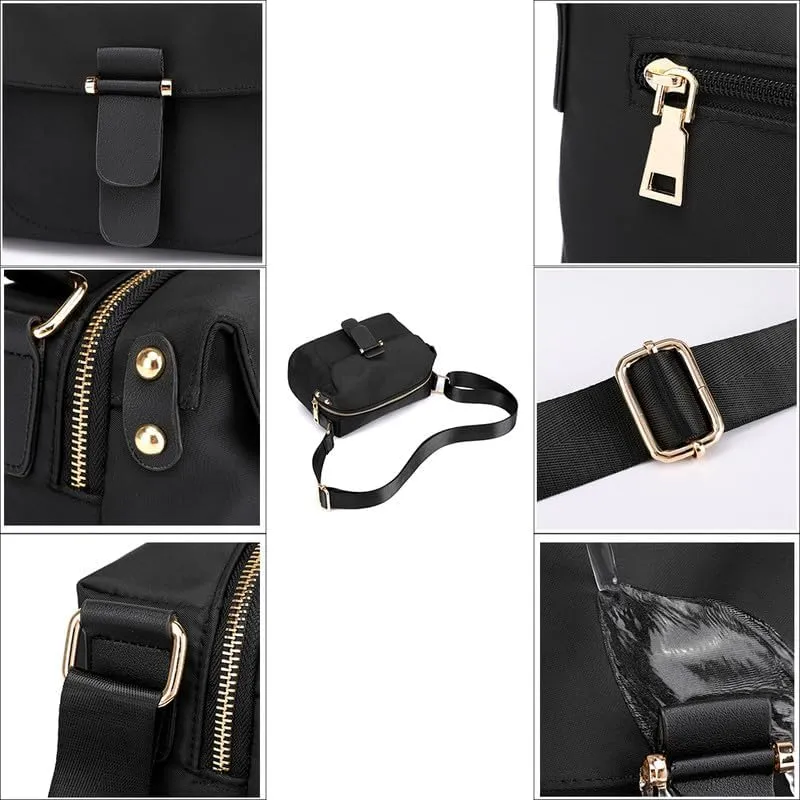 Women's Crossbody Handbags Nylon Crossbody Bags for Women Waterproof Shoulder Bag Travel Size Satchel Bags Hobo Handbag Black