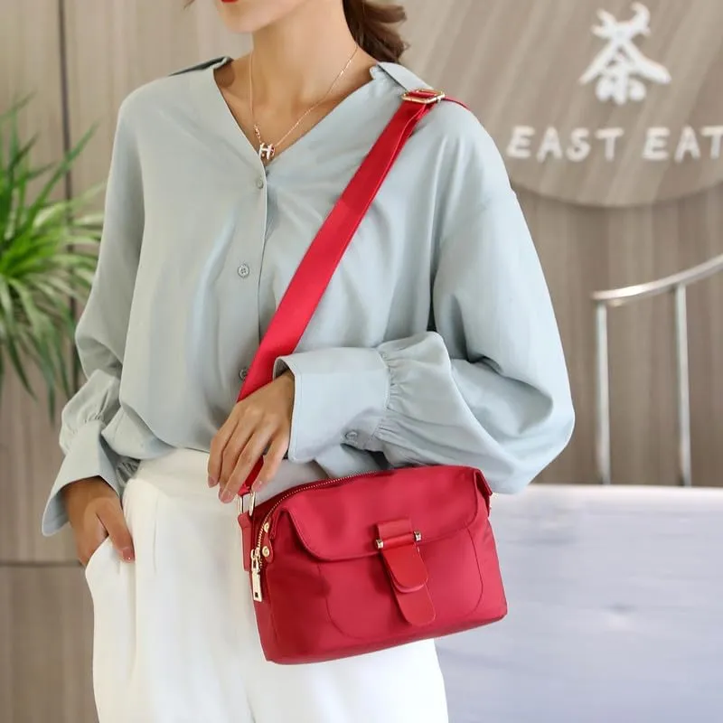 Women's Crossbody Handbags Nylon Crossbody Bags for Women Waterproof Shoulder Bag Travel Size Satchel Bags Hobo Handbag Red